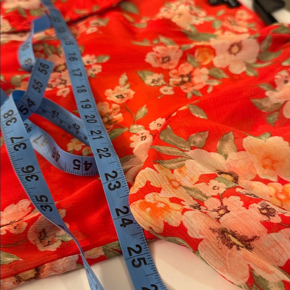 I.N. Studio floral blouse button down, ruffle sleeve solid tank top included 2X - Picture 9 of 14
